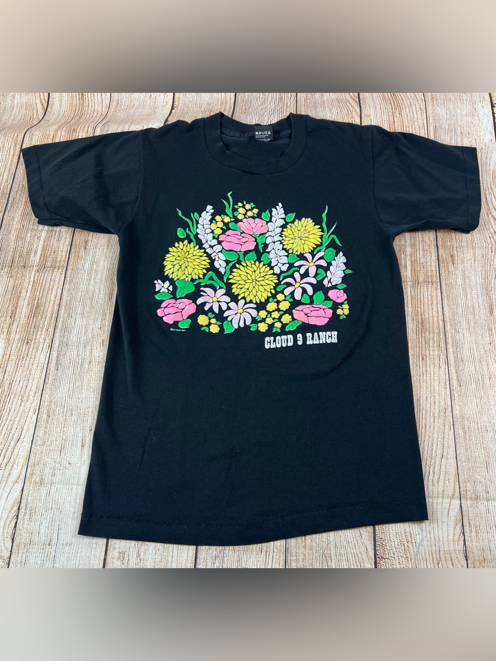 Vintage 90s Screen Stars Cloud 9 Ranch Flower T Shirt  Size Medium